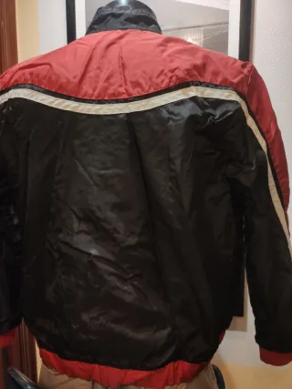 Cazadora Biker Nylon Negra y Roja