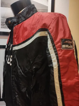 Cazadora Biker Nylon Negra y Roja