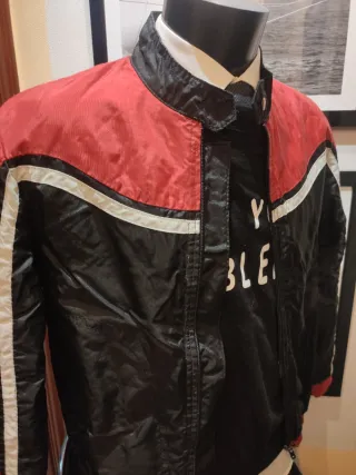 Cazadora Biker Nylon Negra y Roja