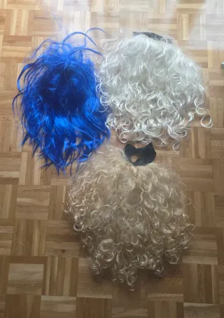 Pelucas de disfraz - Azul, Blanco, Beige