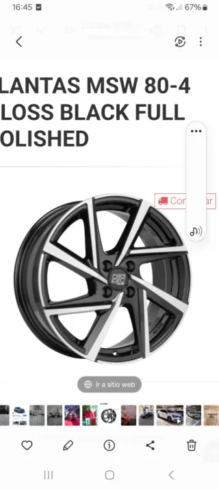 Llantas MSW 80-4 Black Full Polish solo tengo 2