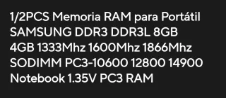 Samsung DDR3L 8GB Portátil