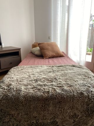 Puff/cama 90x190 tela beige/marrón