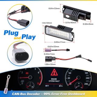 2 uds Canbus LED luz de placa de matrícula para V.