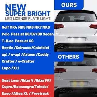 2 uds Canbus LED luz de placa de matrícula para V.