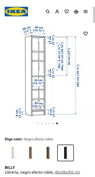 Estantería Billy Ikea Negra Montada,