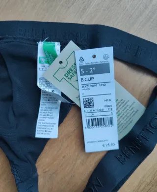 Sujetador Benetton Talla S Copa B Negro