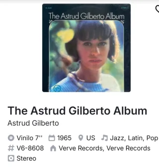 Vinilo Astrud Gilberto Album 1965