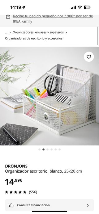 Organizador de escritorio de metal blanco