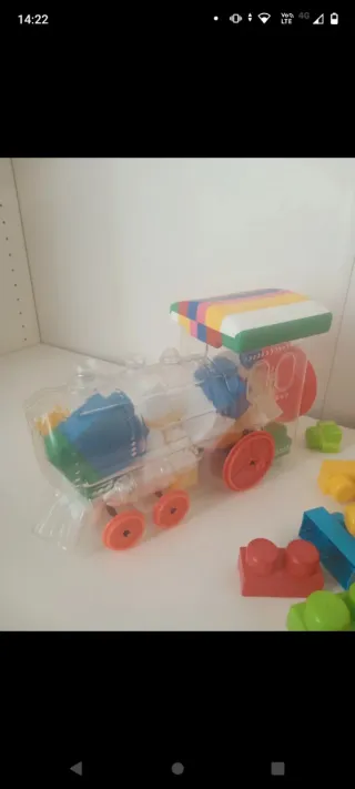 Lotto di 2 treno mattoncini e sacca mattoncini