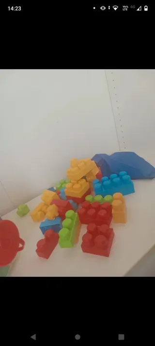 Lotto di 2 treno mattoncini e sacca mattoncini