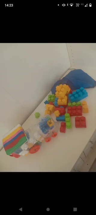 Lotto di 2 treno mattoncini e sacca mattoncini