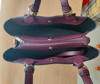 Bolso Pierre Cardin Piel Burdeos Nuevo