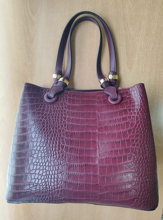 Bolso Pierre Cardin Piel Burdeos Nuevo