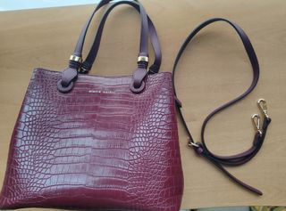 Bolso Pierre Cardin Piel Burdeos Nuevo
