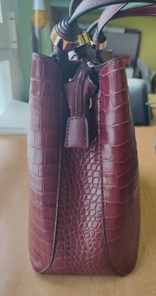 Bolso Pierre Cardin Piel Burdeos Nuevo