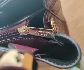 Bolso Pierre Cardin Piel Burdeos Nuevo