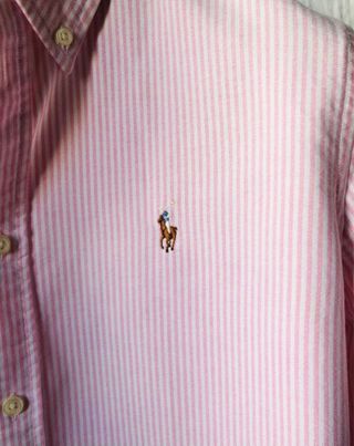 Camisa Polo Ralph Lauren Mujer Rosa Rayas