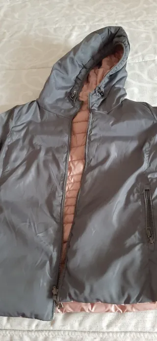 Cazadora reversible rosa y gris