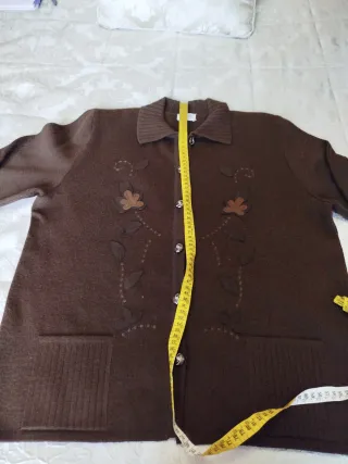 Chaqueta de lana mujer botones marrón