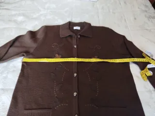 Chaqueta de lana mujer botones marrón