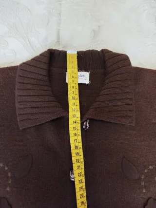 Chaqueta de lana mujer botones marrón