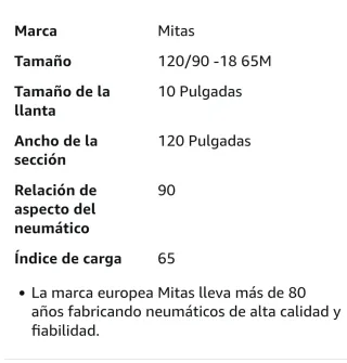 Neumático Mitas 120/90-18 65M Terra Force-Ex
