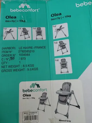 Trona de bebé gris Bebeconfort