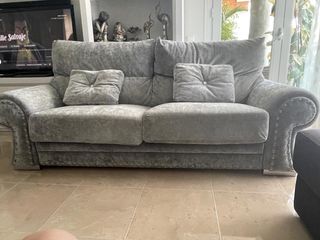 Sofá de 3 plazas gris terciopelo