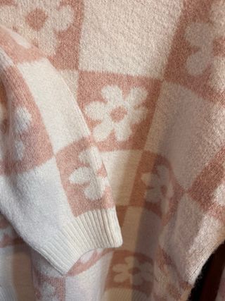 Jersey cuadros flores rosa y blanco