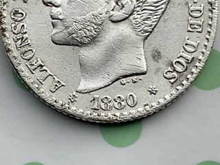 ºoO 50 cénts Alfonso XII 1880 - plata - MSM - Es