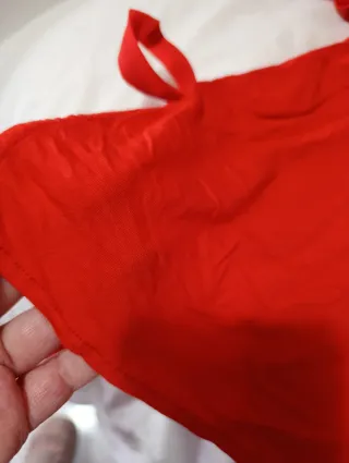 Blusa roja mujer manga volante
