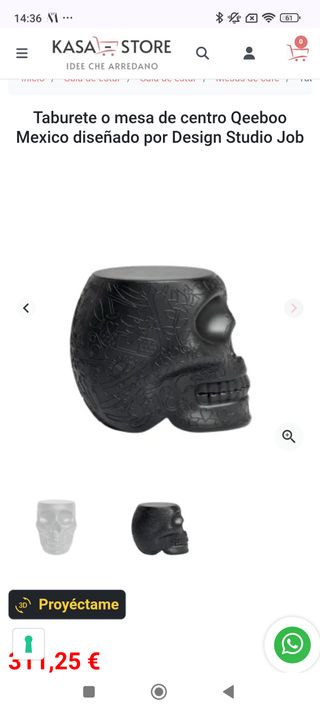 Taburete Qeeboo Calavera Negra