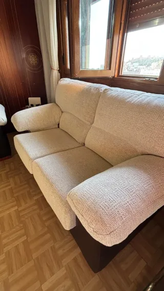 Sofá 3 y 2 plazas beige y piel