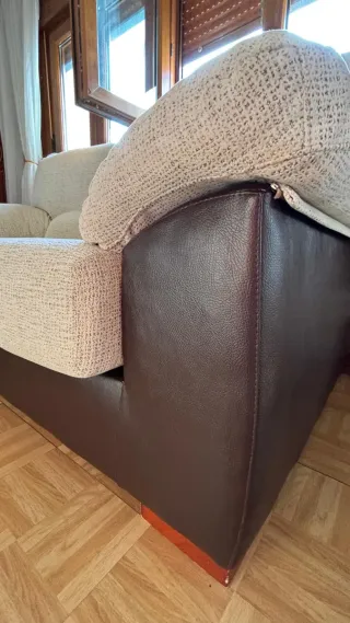 Sofá 3 y 2 plazas beige y piel