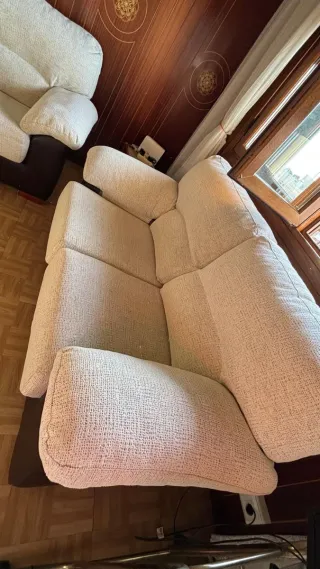 Sofá 3 y 2 plazas beige y piel