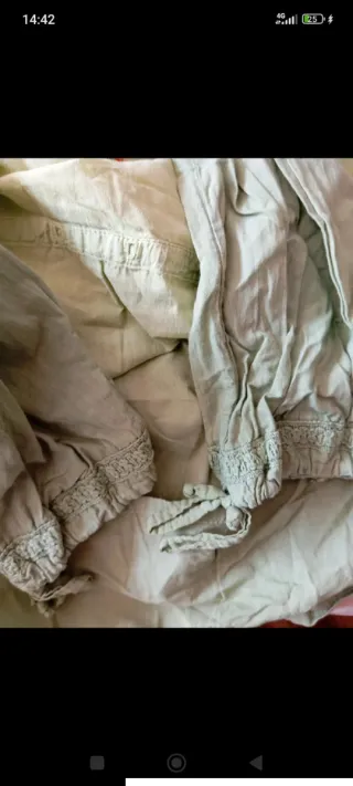 Camiseta verde con bordado naranja vintage mujer