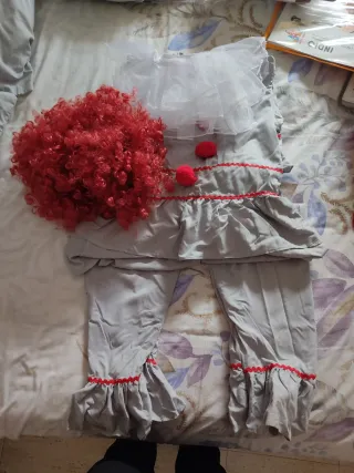 Disfraz Payaso Asesino T.10-12 Años, regalo peluca