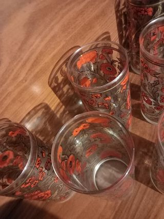 Juego 6 Vasos Flores