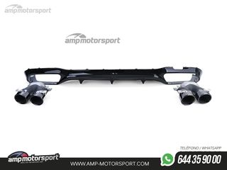 DIFUSOR TRASERO NEGRO BRILLO CON COLAS REDONDAS NEGRAS PARA MERCEDES CLASE E W213