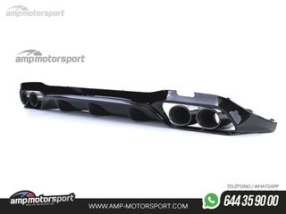 DIFUSOR TRASERO NEGRO BRILLO CON COLAS REDONDAS NEGRAS PARA MERCEDES CLASE E W213
