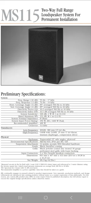 Altavoz JBL 15 pulgadas