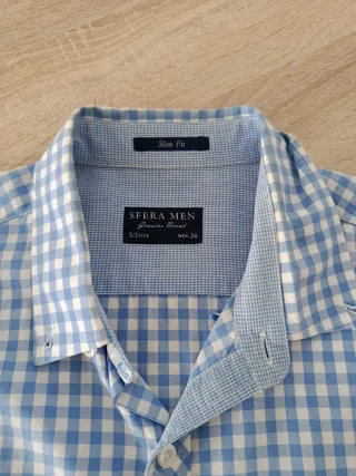 Camisa cuadros vichy azul Talla S