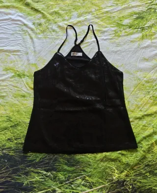 Top Paillettes Nero