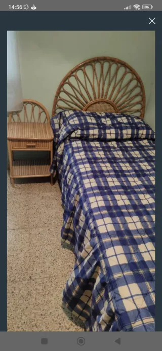 Cama completa de bambú de 80 y mesita