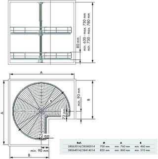 Kit Menage Confort con 2 vassoi girevoli 270º per mobili angolari da cucina