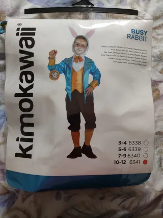 Disfraz Conejo Alicia Talla 10-12 con Reloj