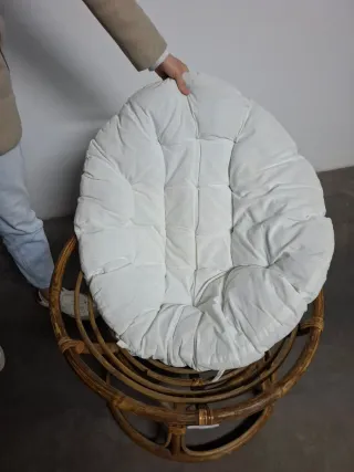 Silla Papasan Ratán Cojín Blanco