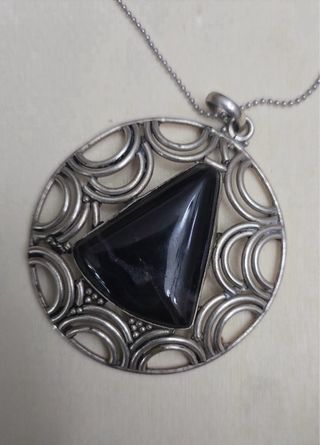 Collana in Argento con Pietra Nera