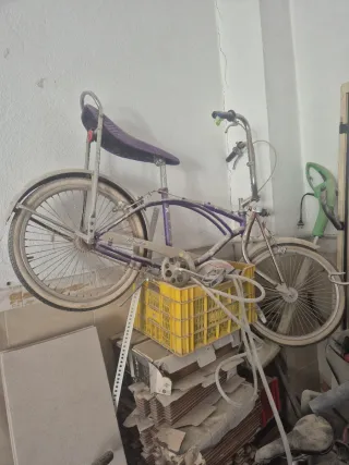 Bicicleta antigua morada